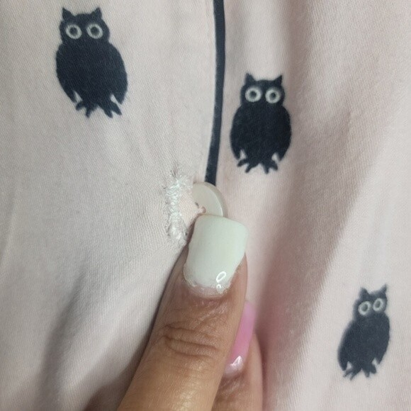 KATE Spade Button Down Sleep Shirt with Owl pink / Black Size Small - Picture 7 of 9